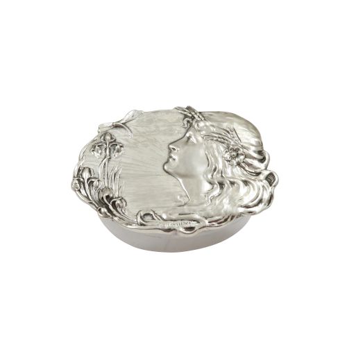 Antique Art Nouveau Sterling Silver Trinket Box 1902