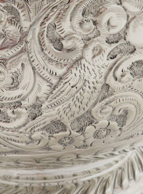 fig 1. Antique Victorian Sterling Silver Presentation Bowl with Birds 1856