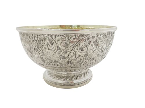 fig 2. Antique Victorian Sterling Silver Presentation Bowl with Birds 1856