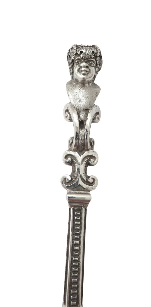 fig 1. Unusual Pair of Antique Edwardian Sterling Silver Serving Spoons in Case 1903