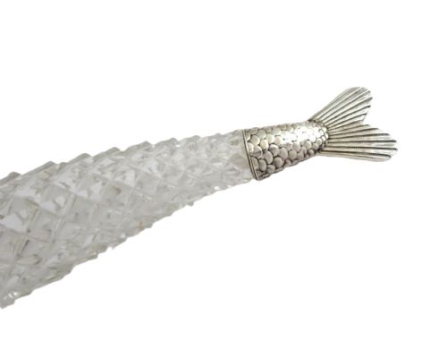 ANTIQUE VICTORIAN SILVER 'WEBB' GLASS FISH SCENT PERFUME BOTTLE 1884 - ADDITIONAL PHOTO 7