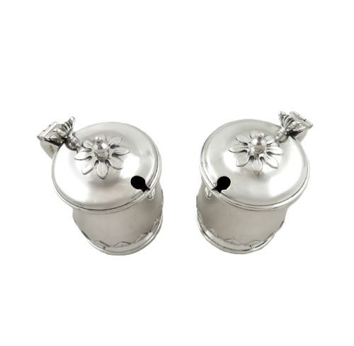 fig 2. Pair of Antique George V Sterling Silver Mustard Pots 1921