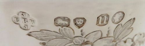 fig 1. Antique Victorian Sterling Silver 'Birds' Christening Mug in Case