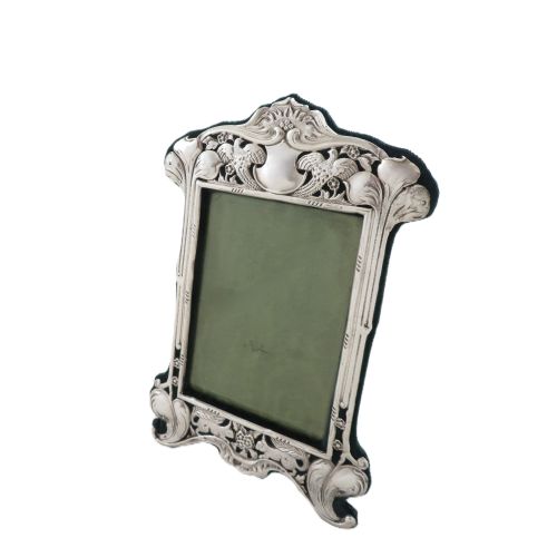 Antique Art Nouveau Sterling Silver Photo Frame 1901 - Squirrels & Pheasants
