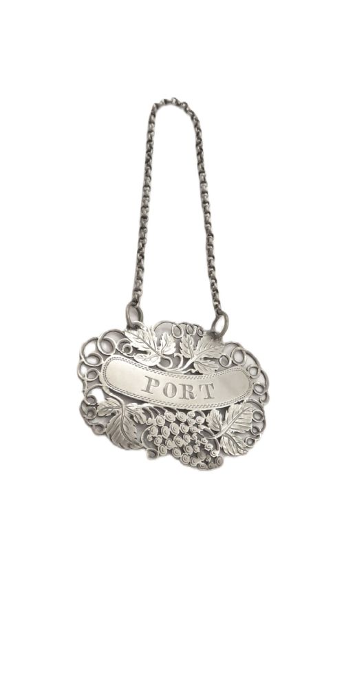 fig 1. Antique Georgian Sterling Silver 'Port' Label 1825