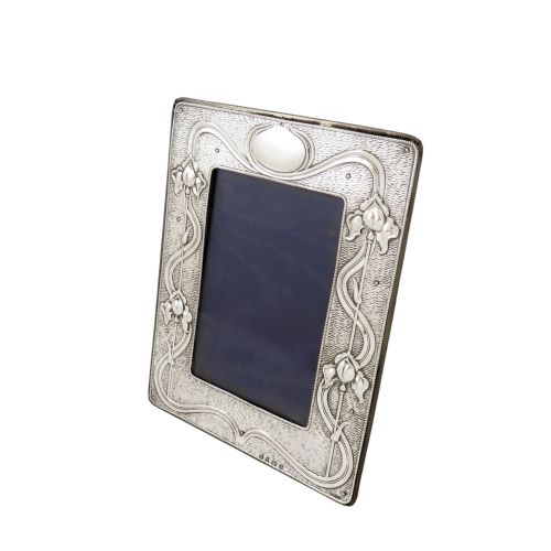Antique Art Nouveau Sterling Silver 8" Photo Frame 1903