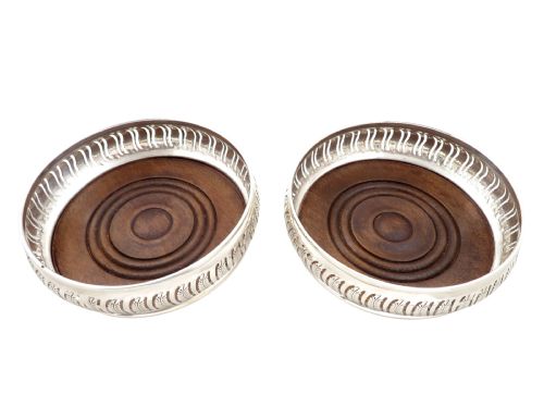 Pair of Vintage Sterling Silver Wine / Champagne Coasters