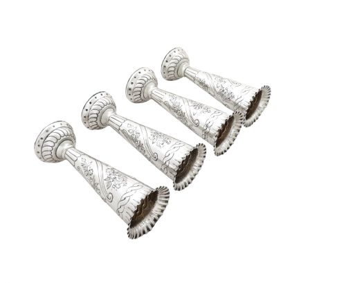 fig 1. Set of 4 Antique Victorian Sterling Silver Vases 1891