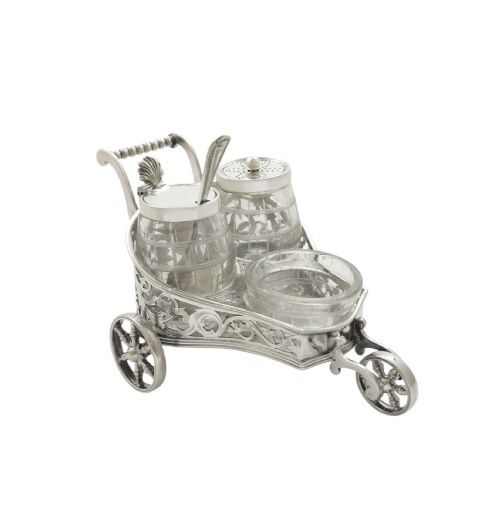 ANTIQUE VICTORIAN SILVER PLATED 'CARRIAGE' CRUET SET C1870 - ADDITIONAL PHOTO 5