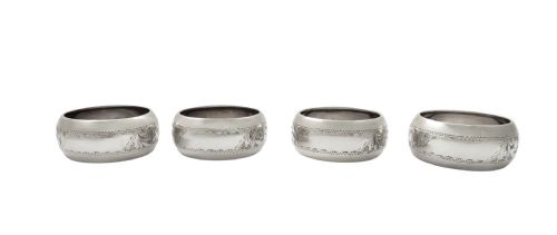 fig 1. Set of 4 Antique George V Sterling Silver Napkin Rings in Case 1912