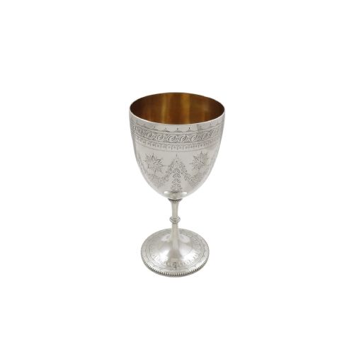 Antique Victorian Sterling Silver 6 3/4" Wine Goblet 1865