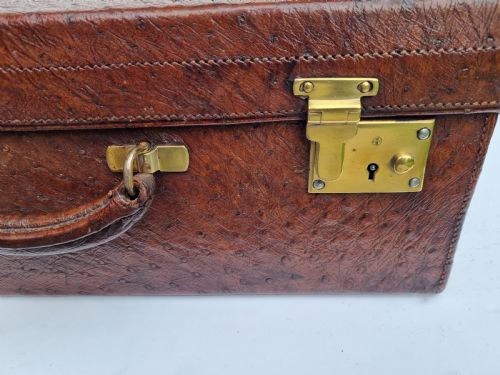 fig 1. Antique ostrich leather weekend case 50 cm wide c 1880