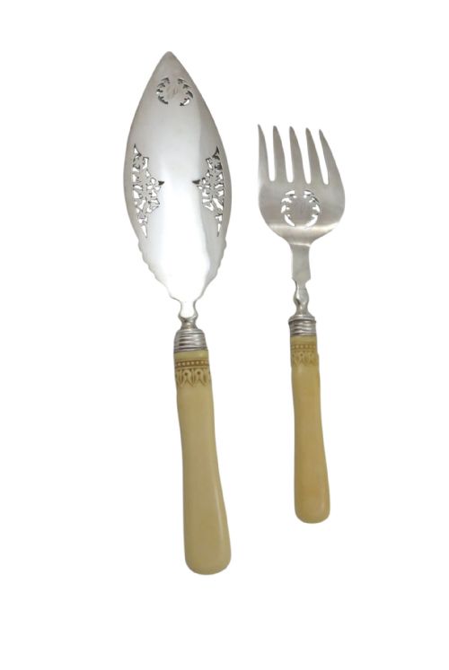 PAIR OF ANTIQUE VICTORIAN STERLING SILVER FISH SERVERS IN CASE 1899 - ADDITIONAL PHOTO 6