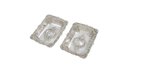 PAIR OF ANTIQUE VICTORIAN STERLING SILVER DISHES IN CASE 1899 - ADDITIONAL PHOTO 5