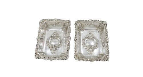 PAIR OF ANTIQUE VICTORIAN STERLING SILVER DISHES IN CASE 1899 - ADDITIONAL PHOTO 7