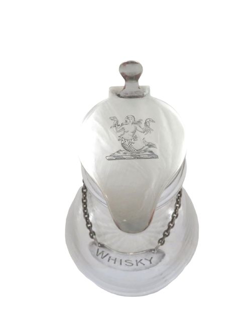 ANTIQUE STERLING SILVER GLASS WHISKY NOGGIN JUG 1935 - ADDITIONAL PHOTO 3