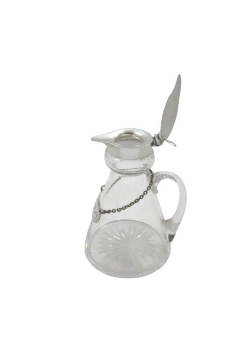 ANTIQUE STERLING SILVER GLASS WHISKY NOGGIN JUG 1935 - ADDITIONAL PHOTO 4