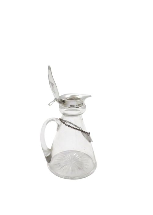 ANTIQUE STERLING SILVER GLASS WHISKY NOGGIN JUG 1935 - ADDITIONAL PHOTO 6
