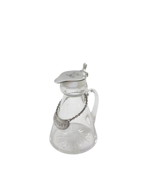 ANTIQUE STERLING SILVER GLASS WHISKY NOGGIN JUG 1935 - ADDITIONAL PHOTO 7