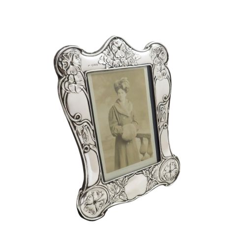 Antique Art Nouveau Sterling Silver 8" Photo Frame 1902