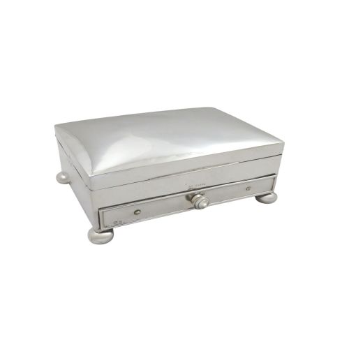 Antique Edwardian Sterling Silver Cigarette / Card / Table Box with Drawer 1901