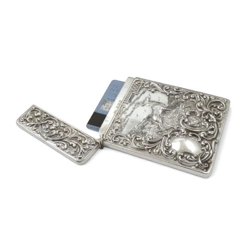 ANTIQUE EDWARDIAN STERLING SILVER 'STAG' CARD CASE 1910 - ADDITIONAL PHOTO 6