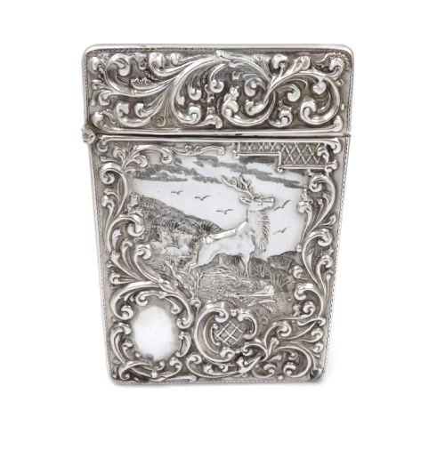 ANTIQUE EDWARDIAN STERLING SILVER 'STAG' CARD CASE 1910 - ADDITIONAL PHOTO 7