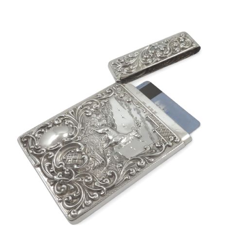 ANTIQUE EDWARDIAN STERLING SILVER 'STAG' CARD CASE 1910 - ADDITIONAL PHOTO 8