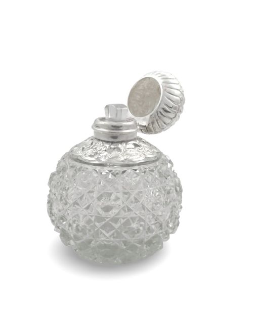 ANTIQUE EDWARDIAN STERLING SILVER CUT GLASS SCENT PERFUME BOTTLE 1901 - ADDITIONAL PHOTO 3