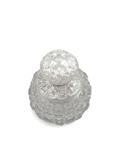 ANTIQUE EDWARDIAN STERLING SILVER CUT GLASS SCENT PERFUME BOTTLE 1901 - ADDITIONAL PHOTO 4