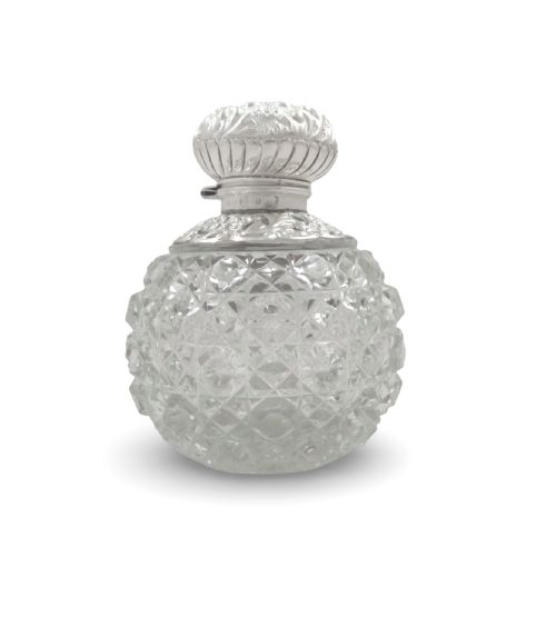 ANTIQUE EDWARDIAN STERLING SILVER CUT GLASS SCENT PERFUME BOTTLE 1901 - ADDITIONAL PHOTO 7