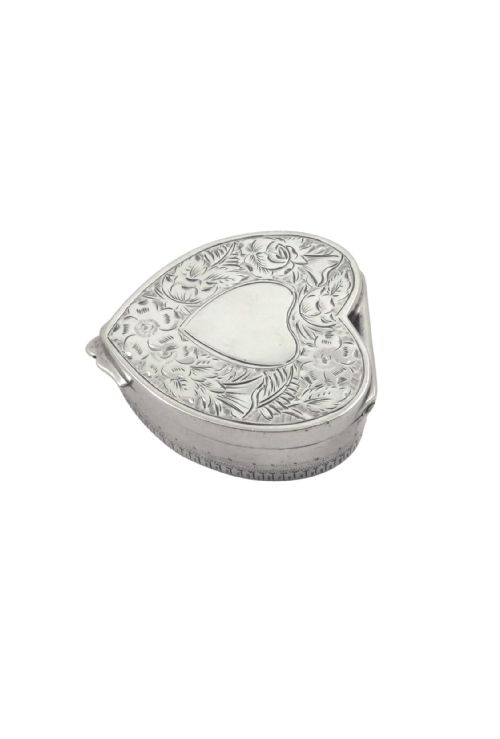 ANTIQUE EDWARDIAN STERLING SILVER 'HEART' TRINKET BOX 1901 - ADDITIONAL PHOTO 3