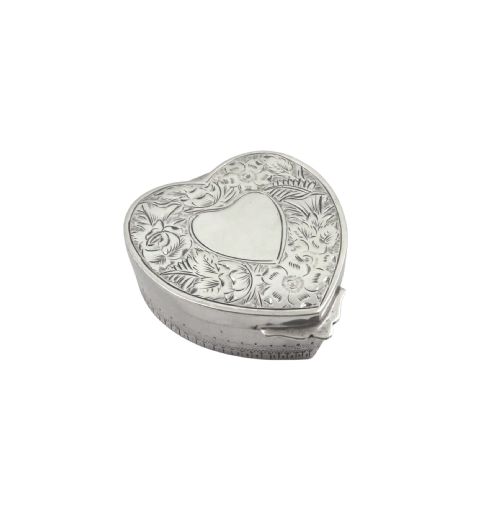 ANTIQUE EDWARDIAN STERLING SILVER 'HEART' TRINKET BOX 1901 - ADDITIONAL PHOTO 4
