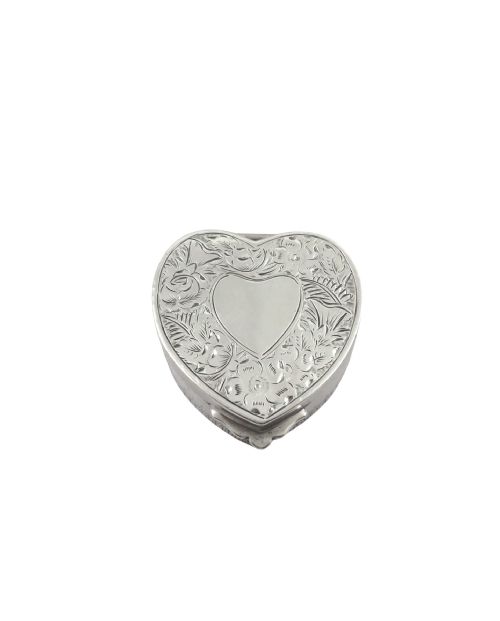 ANTIQUE EDWARDIAN STERLING SILVER 'HEART' TRINKET BOX 1901 - ADDITIONAL PHOTO 7