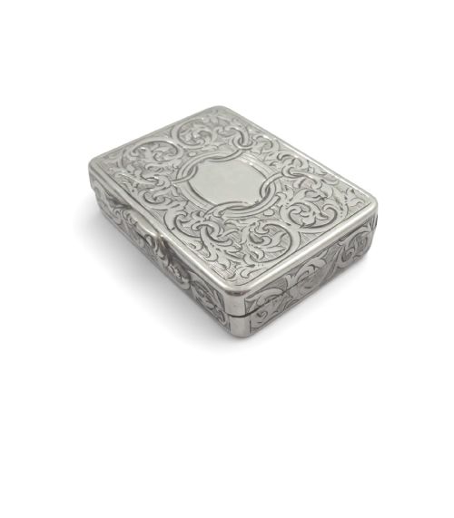 ANTIQUE VICTORIAN STERLING SILVER SNUFF PILL BOX 1860 - ADDITIONAL PHOTO 4