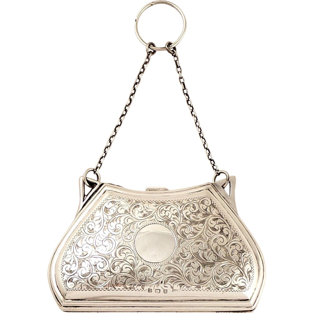 Antique Solid Sterling Silver Purse 1919