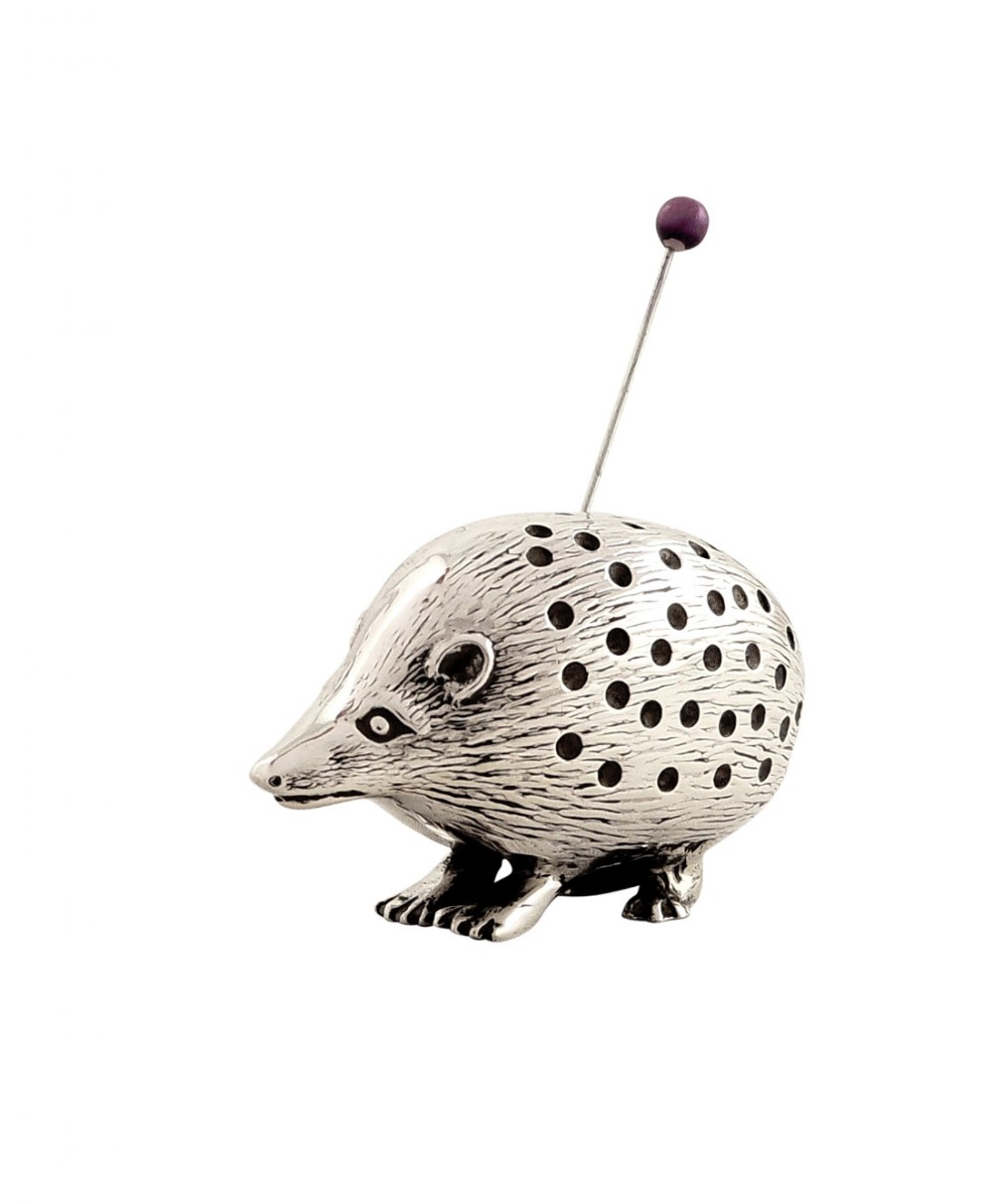 Antique Edwardian Sterling Silver Hedgehog Pin Cushion 1910