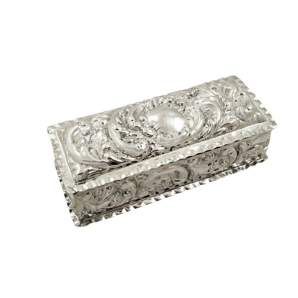 Antique Edwardian Sterling Silver Ring Box 1902