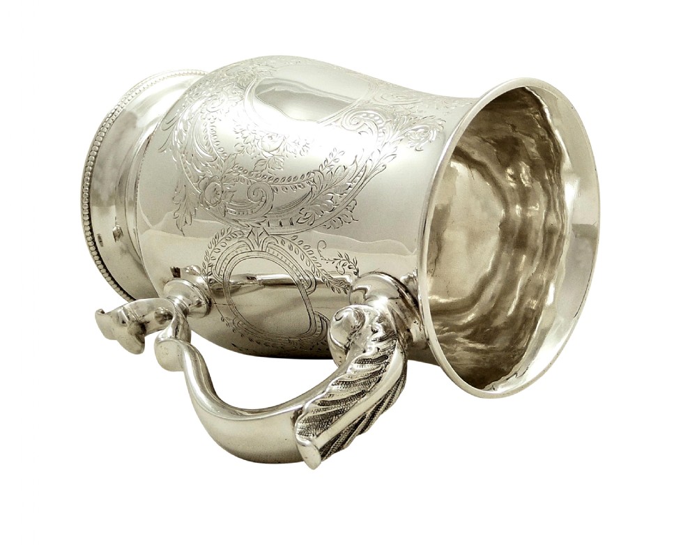 Antique Victorian Sterling Silver Pint Mug / Tankard 1863 View IV