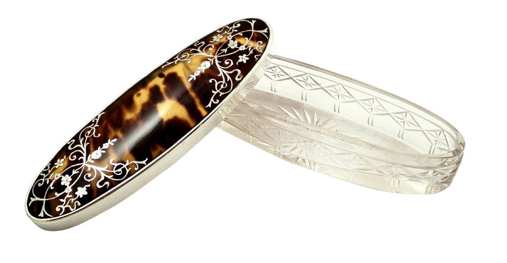 Antique Sterling Silver & Tortoiseshell Vanity Jar - Mappin & Webb 1919 View II