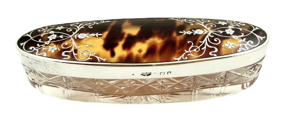 Antique Sterling Silver & Tortoiseshell Vanity Jar - Mappin & Webb 1919 View V