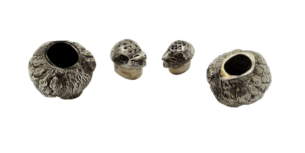 Pair of Antique Edwardian Sterling Silver Chick Peppers 1901 / 1902 View VIII