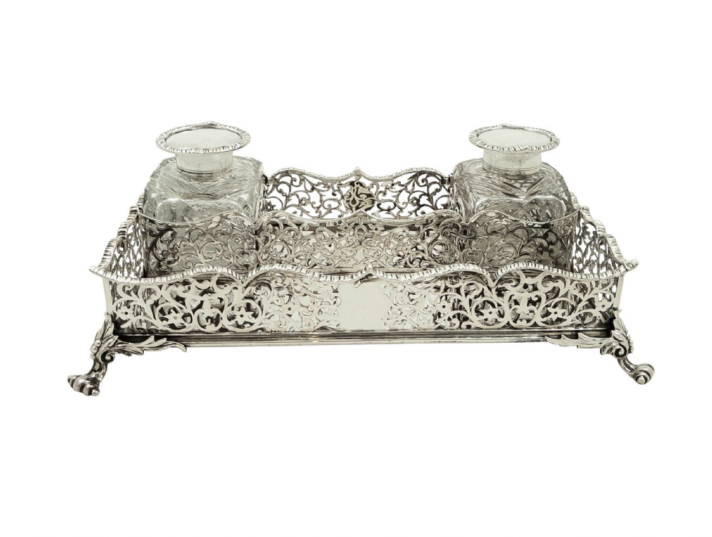 Antique Early Victorian Sterling Silver Double Inkstand 1848 View XII