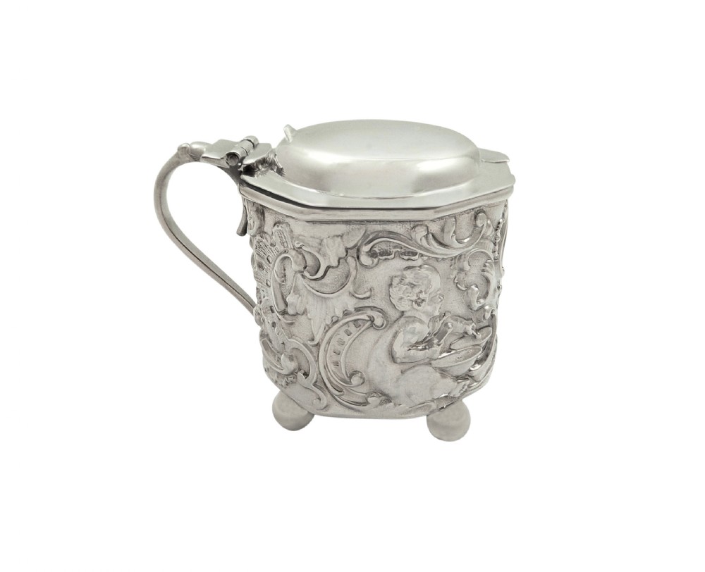 Antique Victorian Sterling Silver 'Cherub' Mustard 1897 View IV