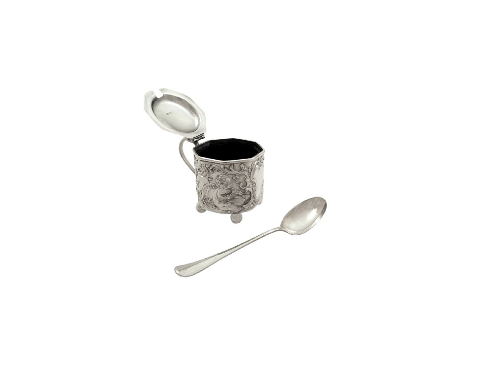 Antique Victorian Sterling Silver 'Cherub' Mustard 1897 View VI