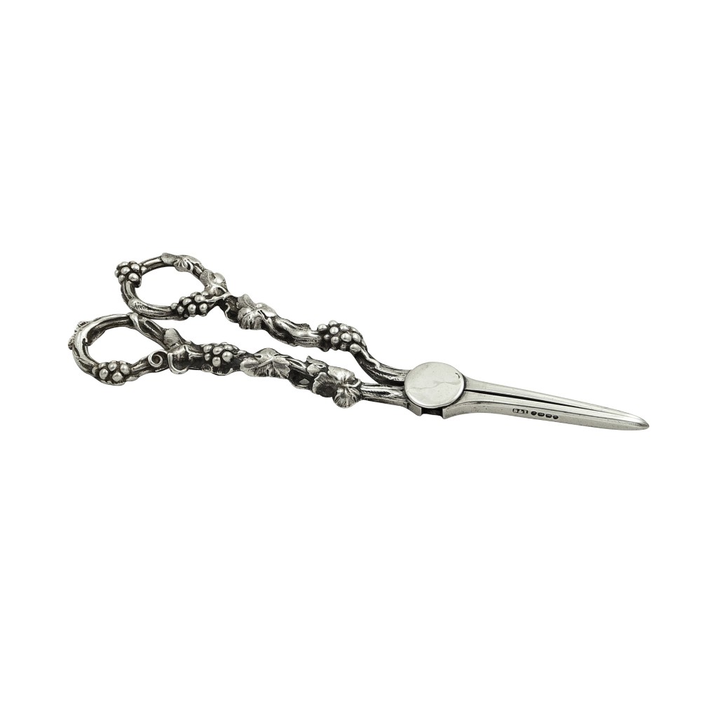 Pair of Antique Victorian Sterling Silver Grape Shears / Scissors 1889