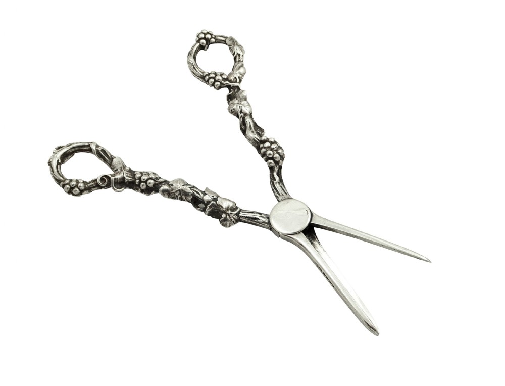 Pair of Antique Victorian Sterling Silver Grape Shears / Scissors 1889 View II