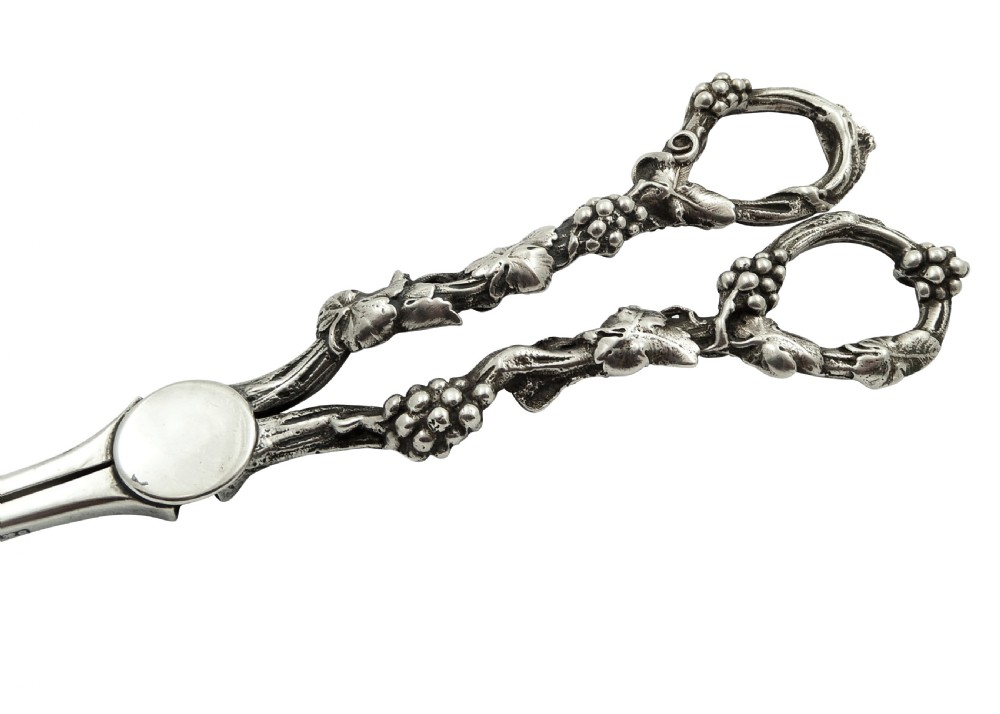 Pair of Antique Victorian Sterling Silver Grape Shears / Scissors 1889 View IV