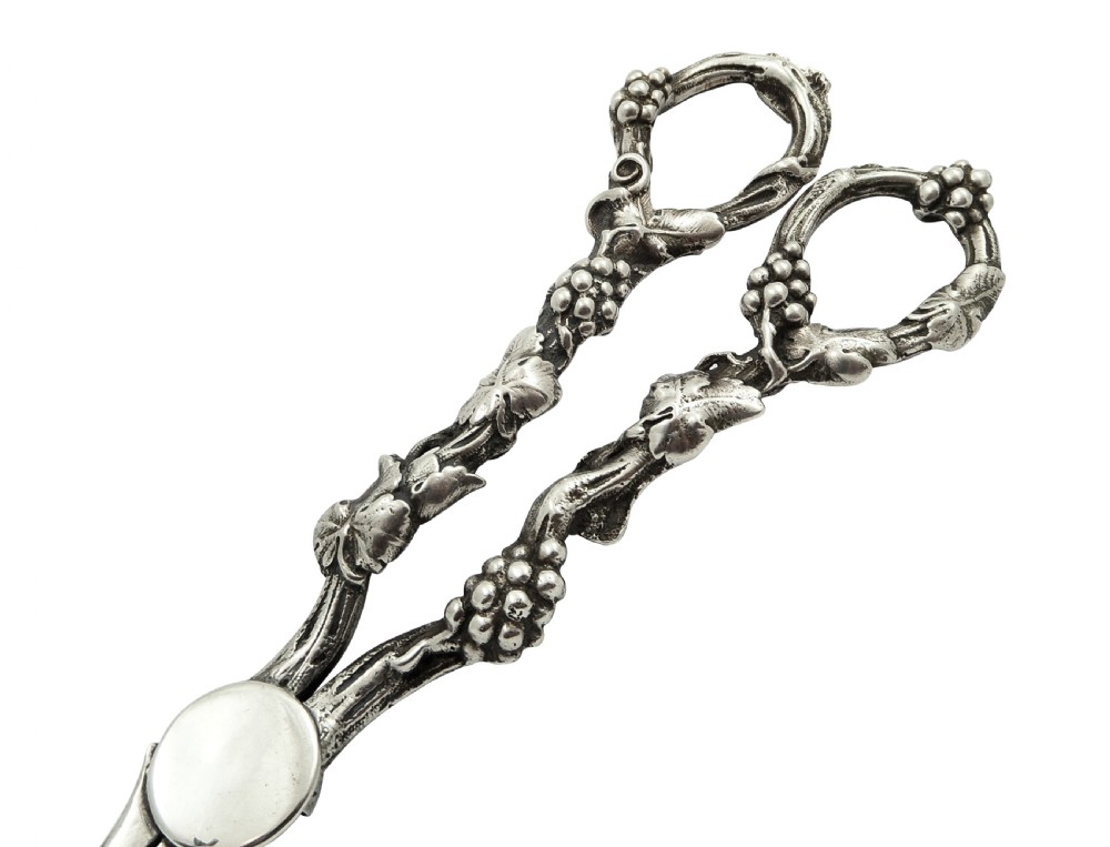 Pair of Antique Victorian Sterling Silver Grape Shears / Scissors 1889 View VI