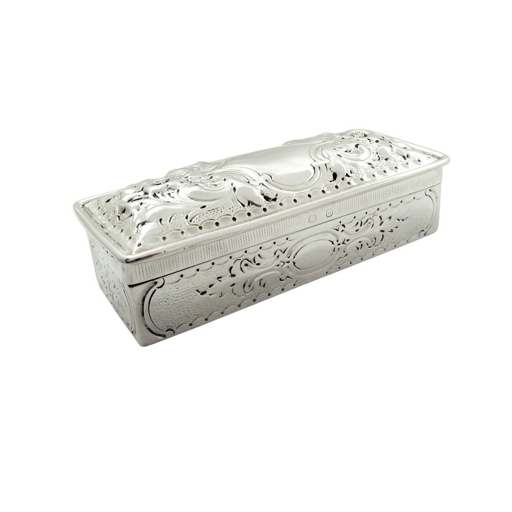 Antique Victorian Sterling Silver Trinket Box 1896